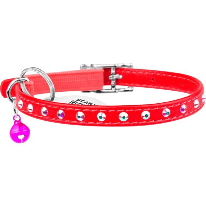 Ошейник для животных WAUDOG GLAMOUR с резинкой и стразами для кошек (красный) (32543) изображение 2