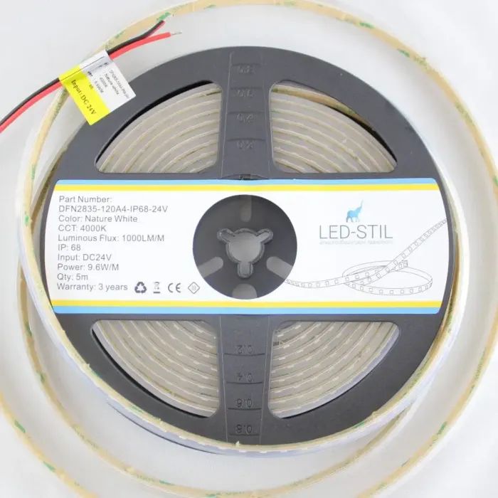Світлодіодна стрічка LED-STIL 4000K 9,6 Вт/м 2835 120 діодів IP68 24 Вольта 850 lm нейтральне світло (DFN2835-120A4-IP68-24V) зображення 4