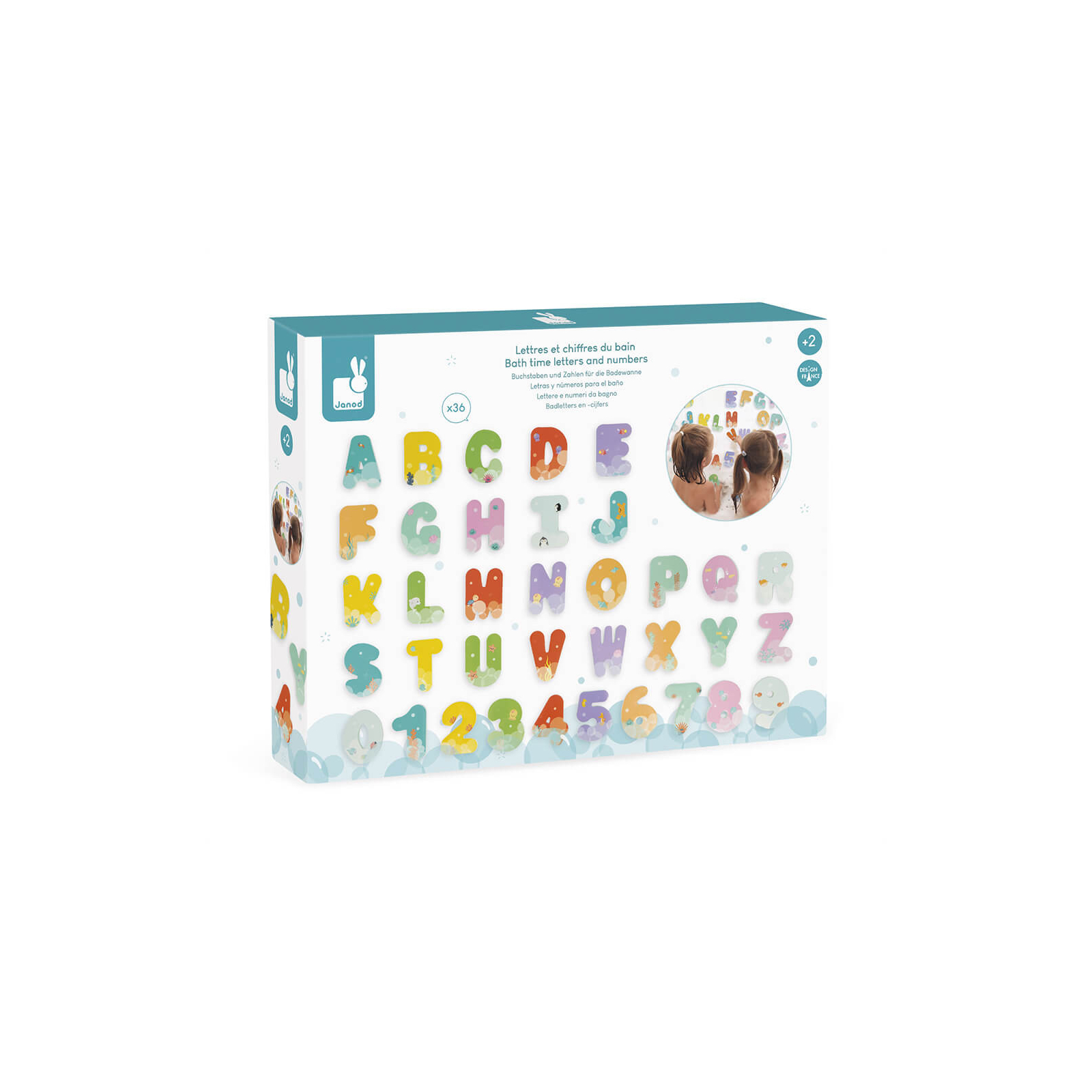 Іграшка для ванної Janod набір цифри та букви (англ. алфавіт) 36 елементів (J04709) зображення 4