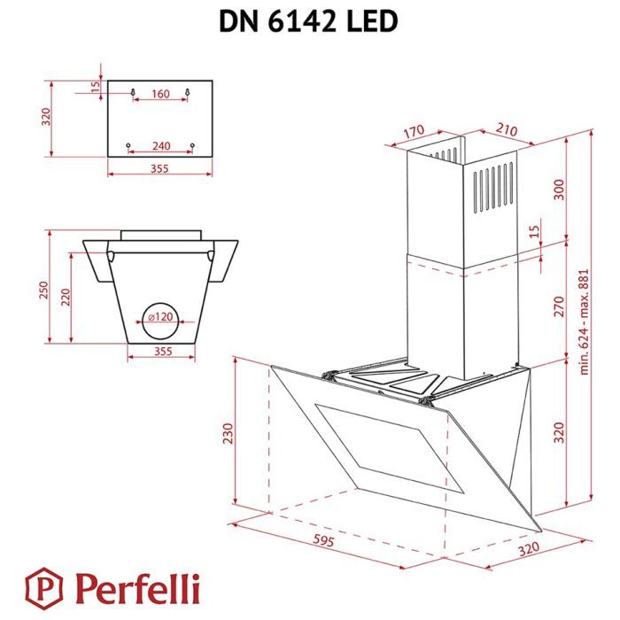 Витяжка кухонна Perfelli DN 6142 BL LED зображення 12