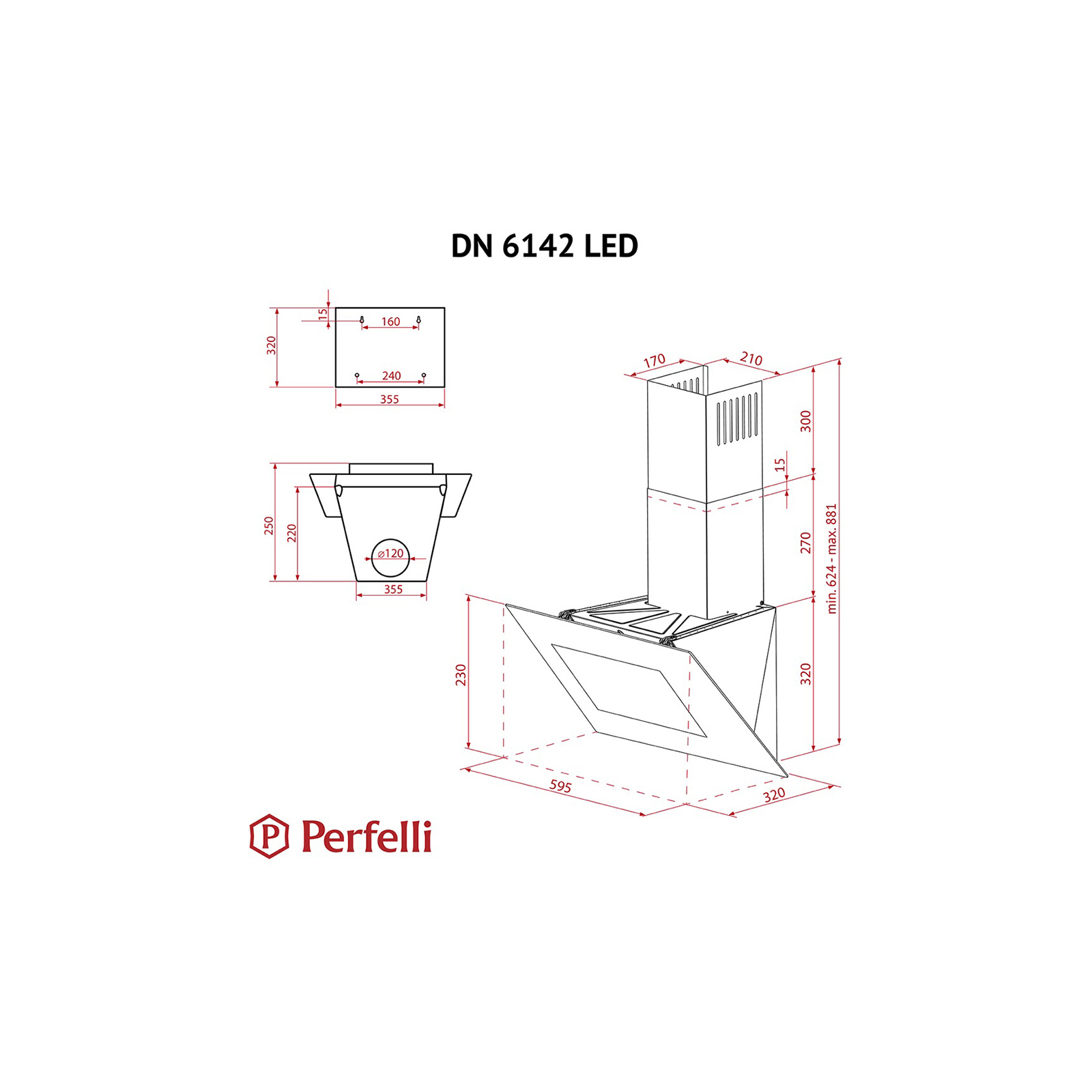 Вытяжка кухонная Perfelli DN 6142 BL LED изображение 12