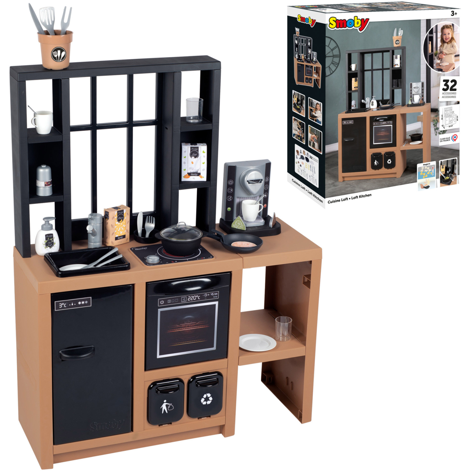 Игровой набор Smoby Интерактивная кухня Лофт с кофеваркой, аксессуарами и звуковым эффектом (312600) изображение 2