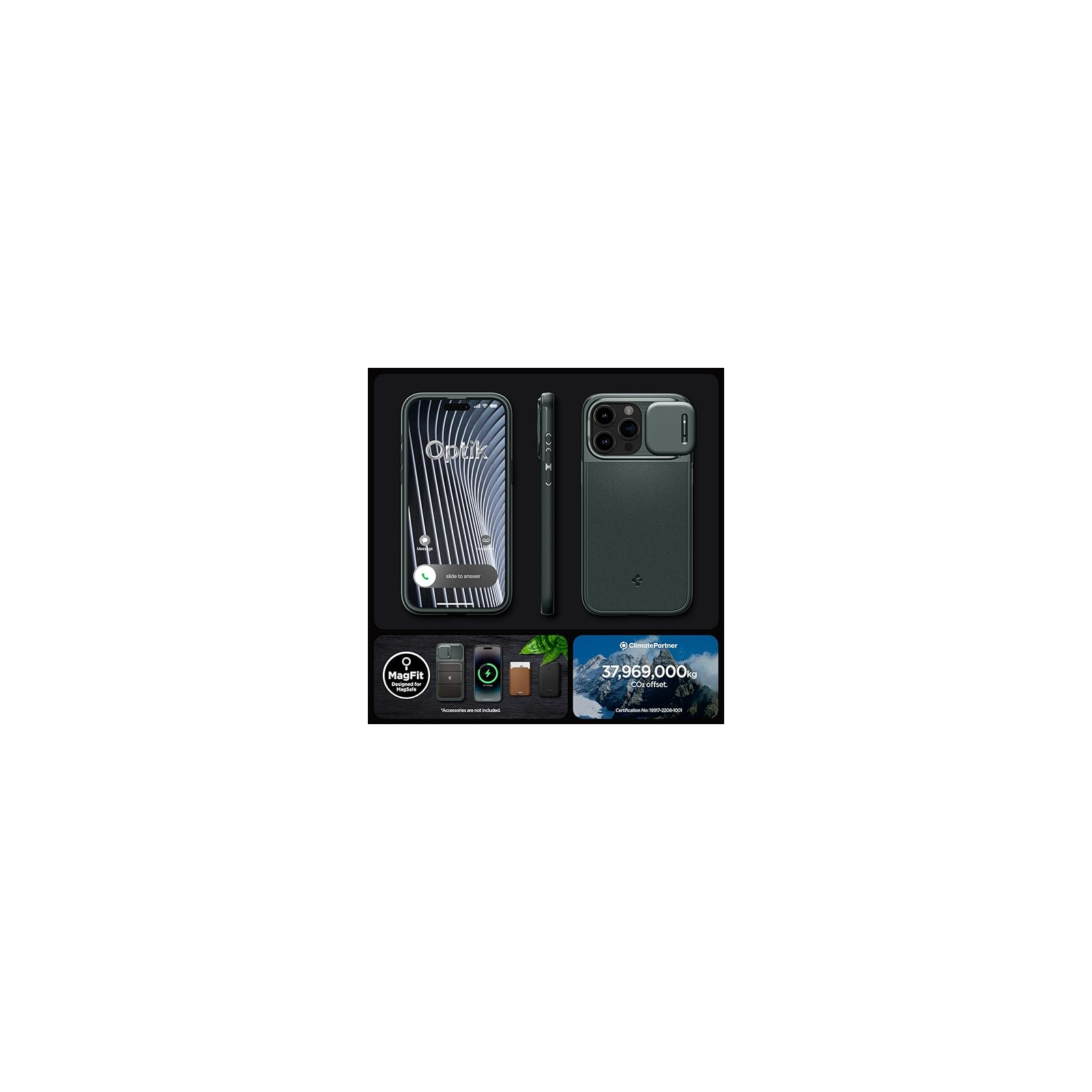Чехол для мобильного телефона Spigen Apple iPhone 15 Pro Max Optik Armor MagFit Abyss Green (ACS06600) изображение 11
