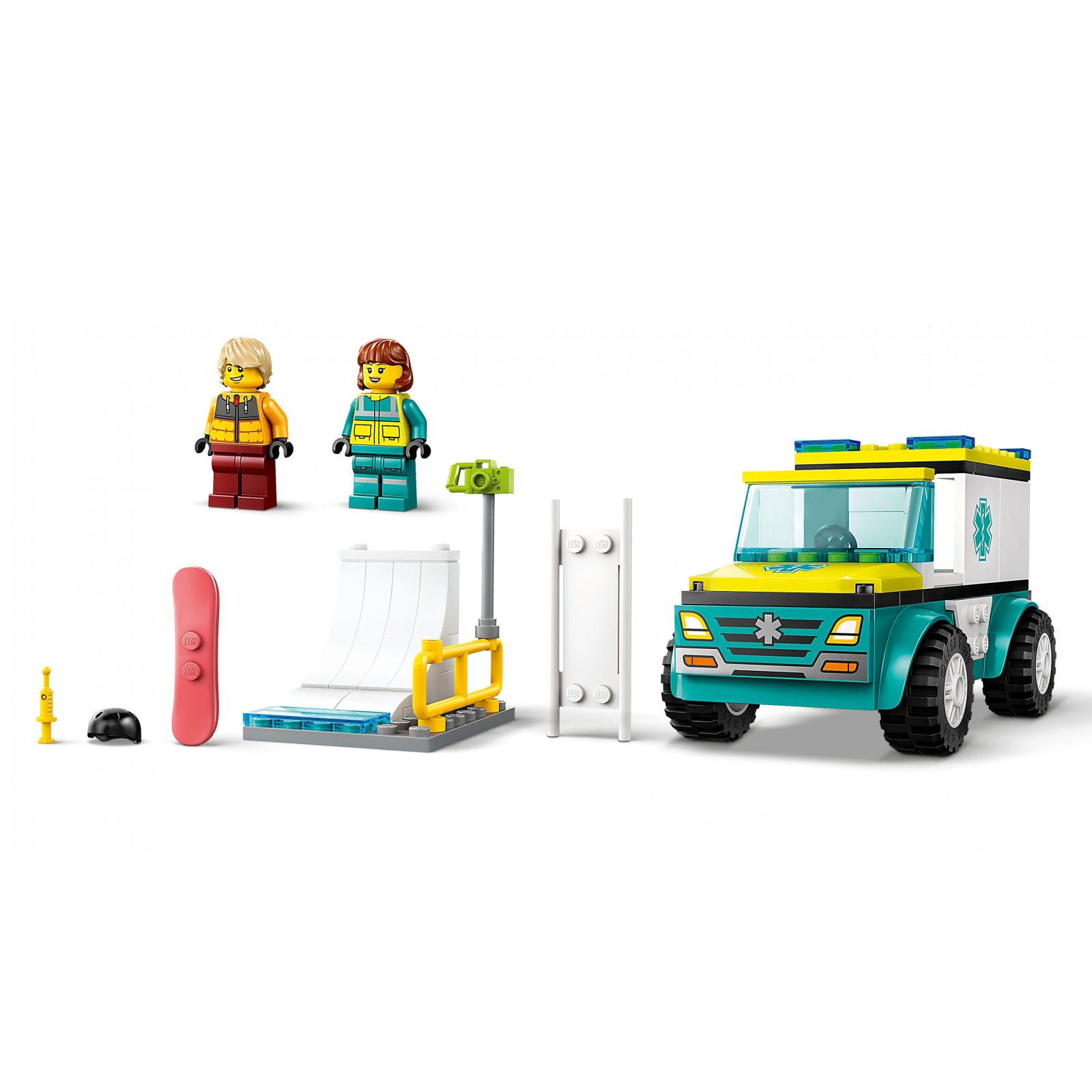 Конструктор LEGO City Карета скорой помощи и сноубордист 79 деталей (60403) изображение 6
