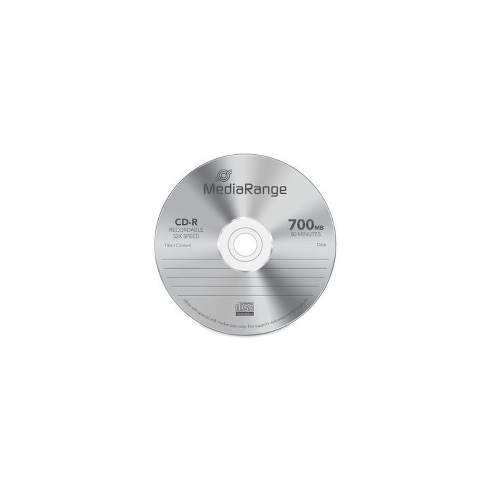 Диск CD Mediarange CD-R 700MB 80min 52x speed, Cake 50 (MR207) изображение 3
