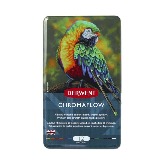 Карандаши цветные Derwent Chromaflow 12 цв. в металлическом пенале (5028252616119)