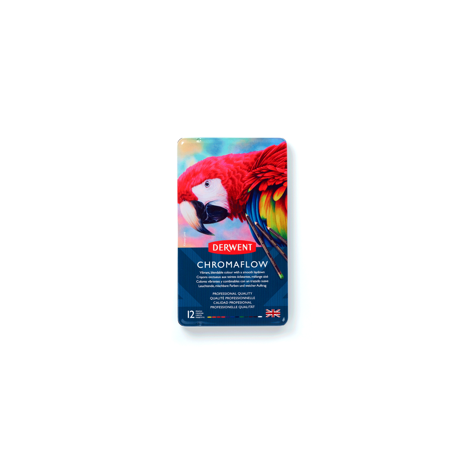 Карандаши цветные Derwent Chromaflow 12 цв. в металлическом пенале (5028252616119) изображение 2