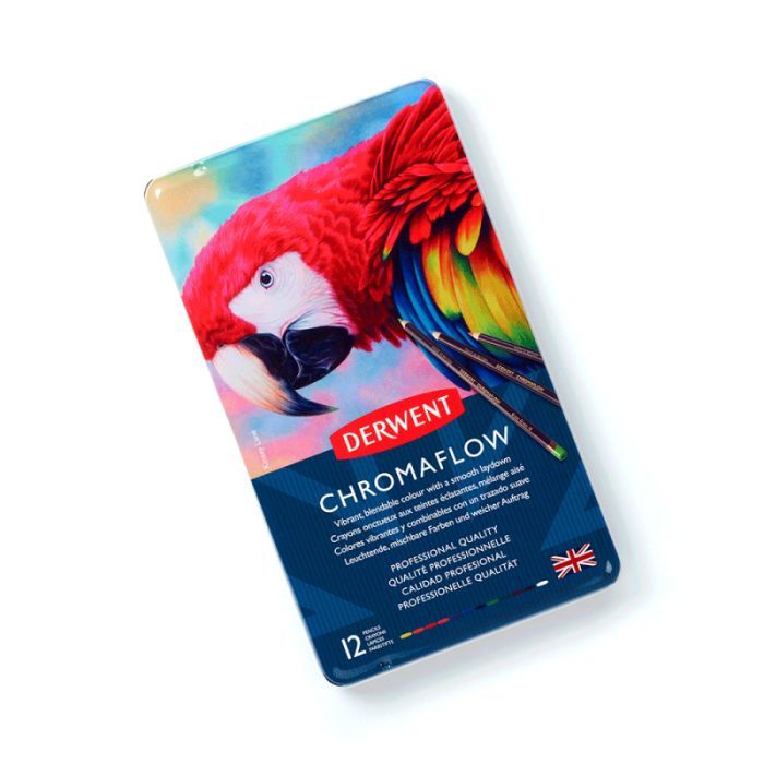 Карандаши цветные Derwent Chromaflow 12 цв. в металлическом пенале (5028252616119) изображение 7