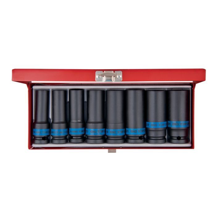 Набор торцевых головок KING TONY 1/2" ударных 8 шт. 12-24 мм (4410MP01) изображение 2