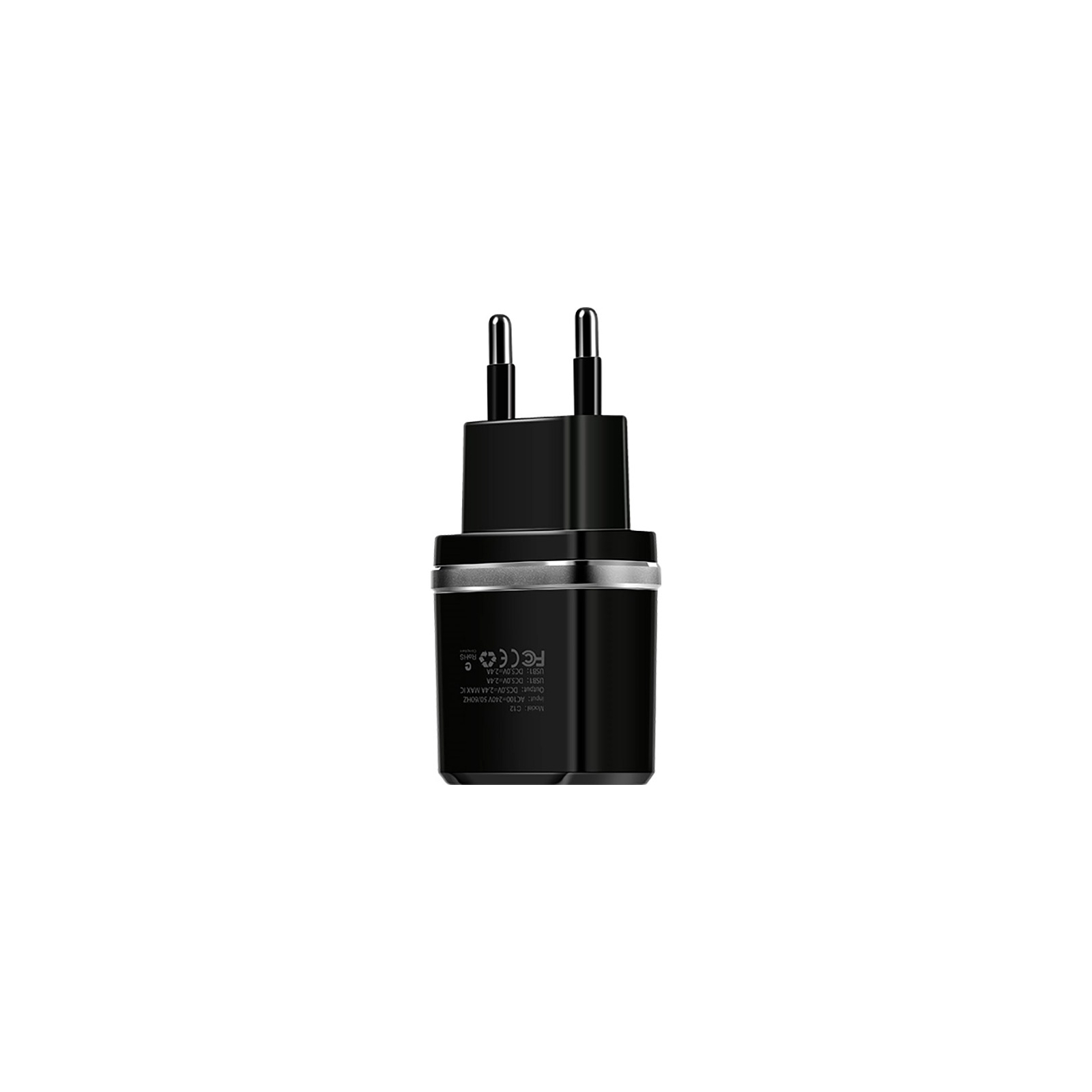 Зарядний пристрій HOCO C12 Smart dual USB charger Black (6957531063094) зображення 3