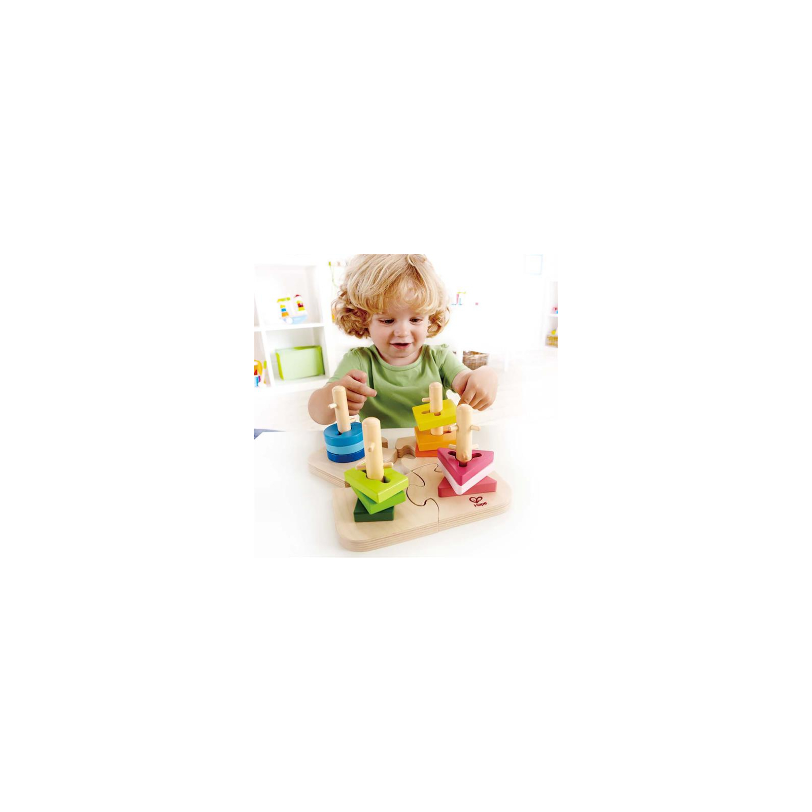 Развивающая игрушка Hape деревянный пазл-сортер Цветные фигуры (E0411) изображение 3