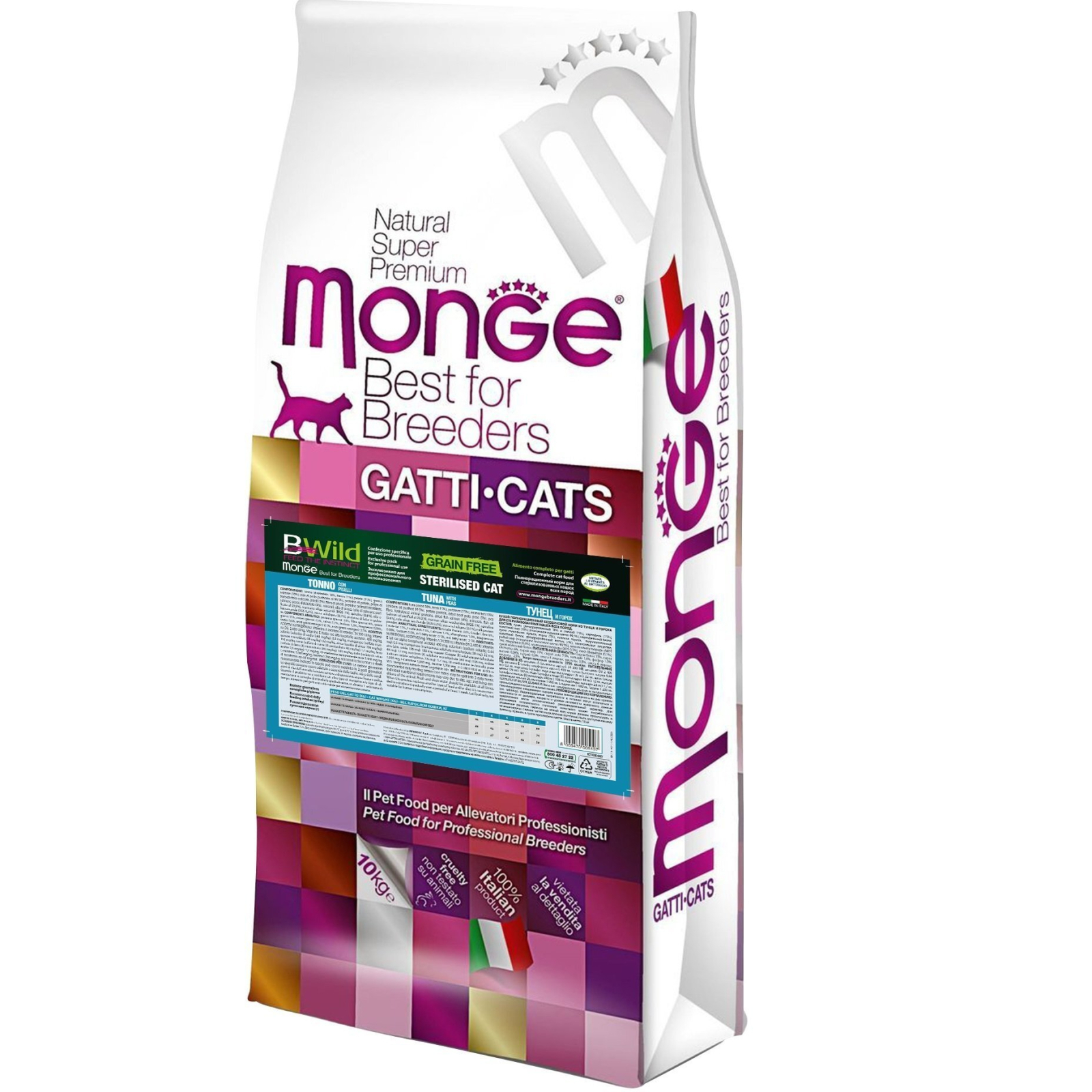 Сухой корм для кошек Monge Cat Bwild Grain Free Sterilised Тунец 10 кг (8009470005197)