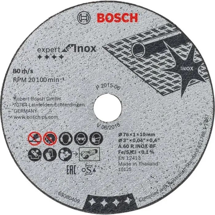 Круг отрезной Bosch Expert for Inox, 76х10х1мм, 5шт (2.608.601.520)