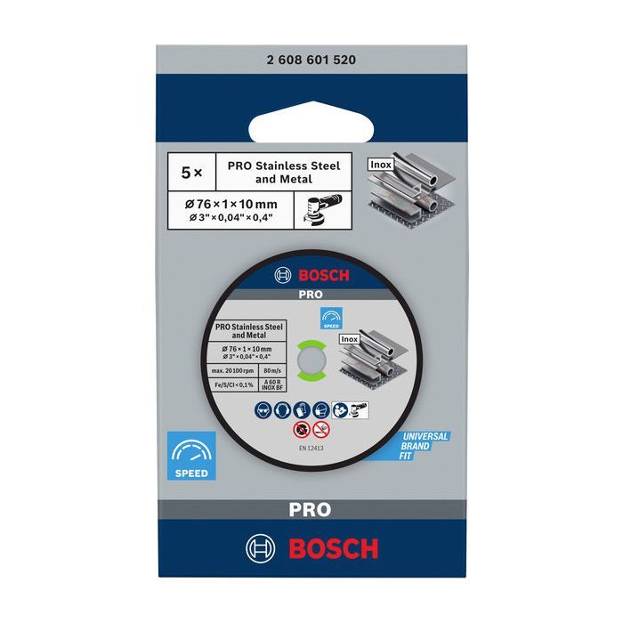 Круг отрезной Bosch Expert for Inox, 76х10х1мм, 5шт (2.608.601.520) изображение 2