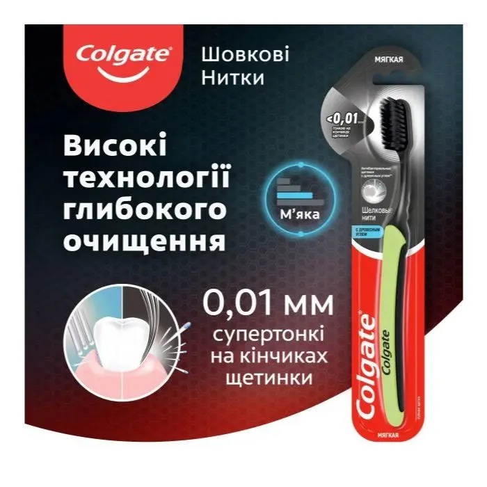 Зубна щітка Colgate Шовкові нитки з деревним вугіллям Рожева (2170000000039) зображення 4