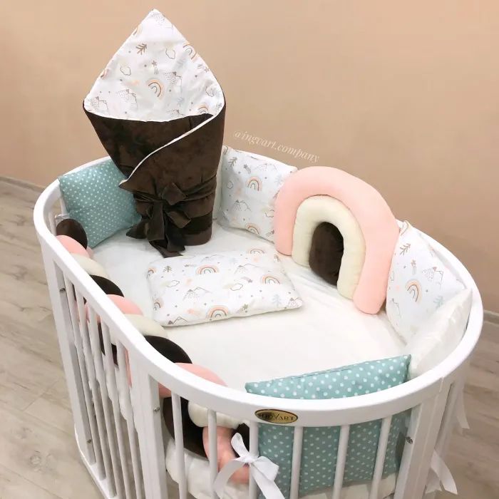 Детский постельный набор Ingvart Радуга персиково-шоколадная в кроватку Smart Bed (42200)