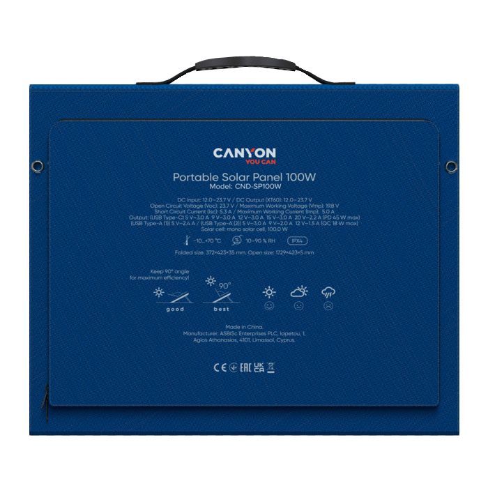 Портативная солнечная панель Canyon CND-SP100W изображение 9