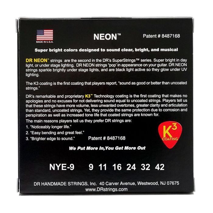 Струни для гітари DR Strings NEON Yellow Electric - Light (09-42) (NYE-9) зображення 3