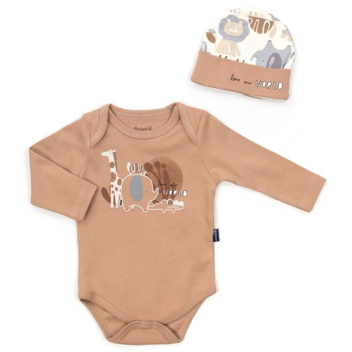 Набор детской одежды Miniworld со зверюшками (18004-68B-brown) изображение 2