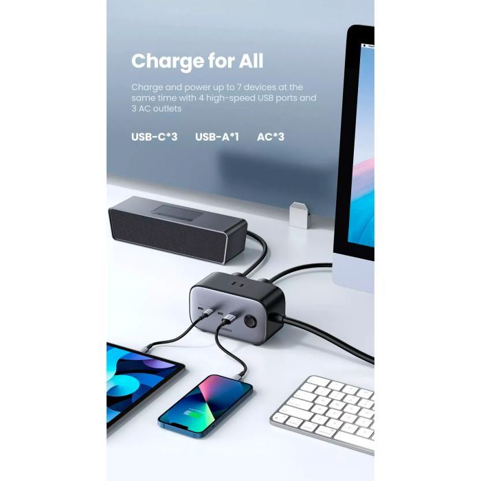 Зарядное устройство Ugreen 4xUSB 100W Nexode Pro (3хUSB-C+USB-A+2хSchuko) CD270 (60167) изображение 10