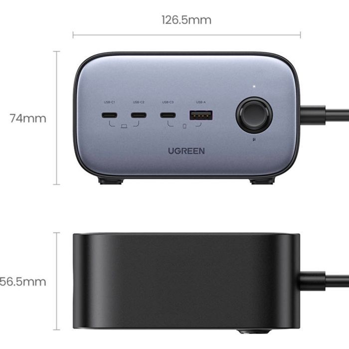 Зарядное устройство Ugreen 4xUSB 100W Nexode Pro (3хUSB-C+USB-A+2хSchuko) CD270 (60167) изображение 6