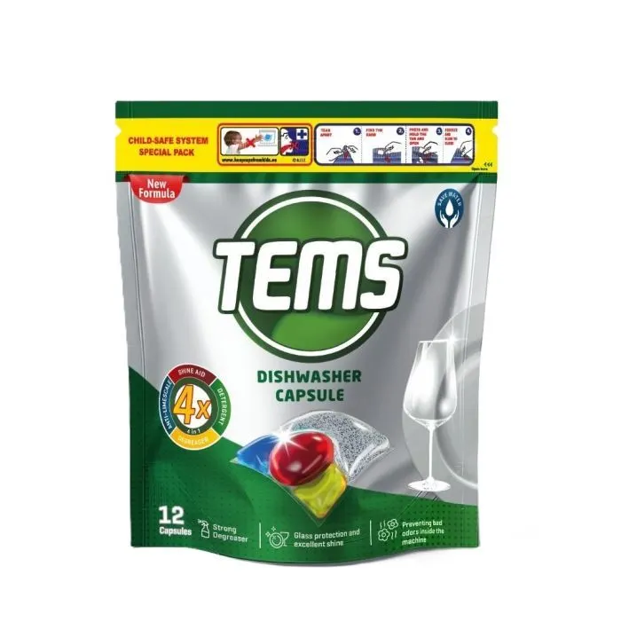Таблетки для посудомийних машин Tems 4 в 1 12 шт. (8697916021148)