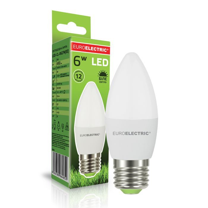 Лампочка EUROELECTRIC LED CL 6W 490Lm E27 4000K (LED-CL-06274(EE)) изображение 2