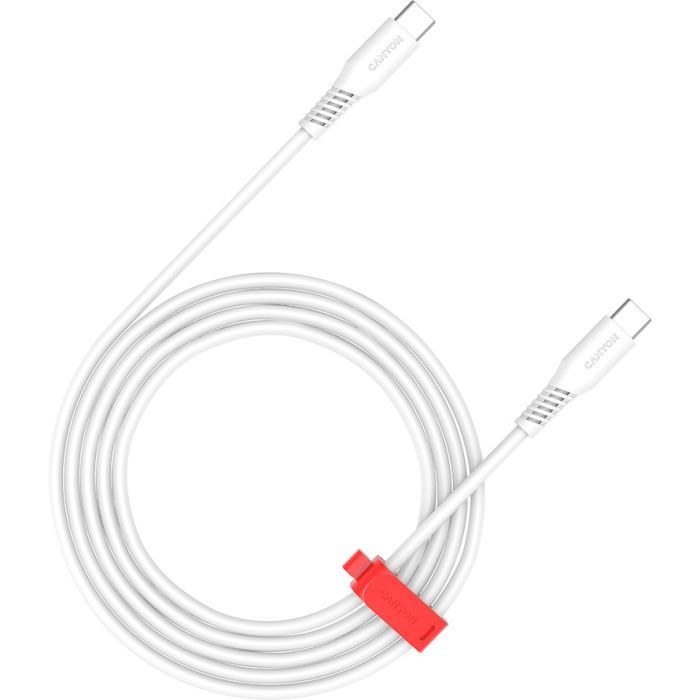 Дата кабель USB-C to USB-C 1.2m CC100SC 100W White Canyon (CNS-CC100SC12W)