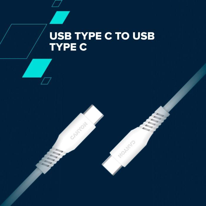 Дата кабель USB-C to USB-C 1.2m CC100SC 100W White Canyon (CNS-CC100SC12W) изображение 2