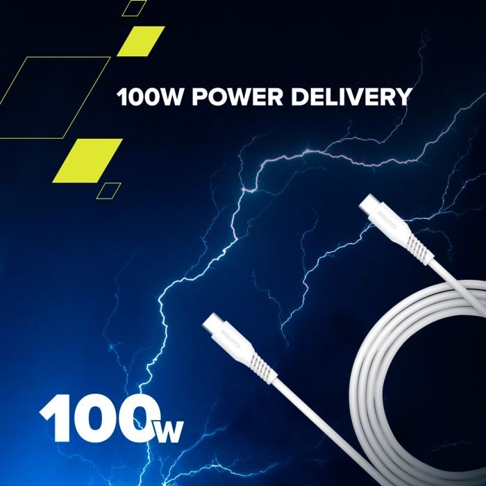 Дата кабель USB-C to USB-C 1.2m CC100SC 100W White Canyon (CNS-CC100SC12W) изображение 3