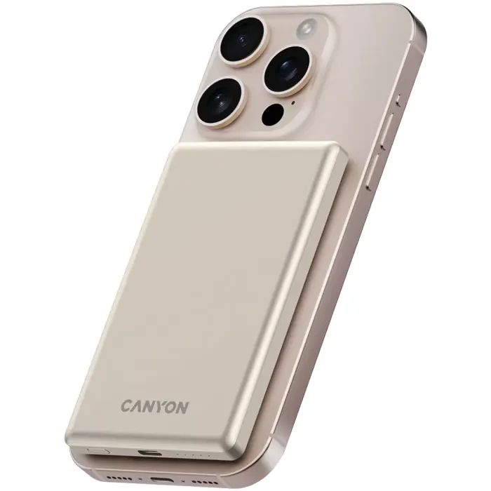 Батарея універсальна Canyon 5000mAh OnPower 505 slim Magsafe PD/20W Beige (CNS-CPB505BE) зображення 6