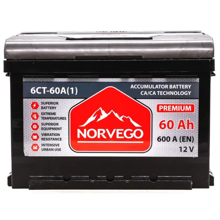 Аккумулятор автомобильный NORVEGO ВЕСТА Premium 60A +лів (1) (600 пуск)