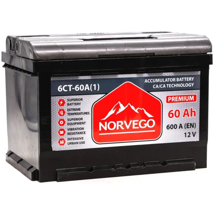Аккумулятор автомобильный NORVEGO ВЕСТА Premium 60A +лів (1) (600 пуск) изображение 2