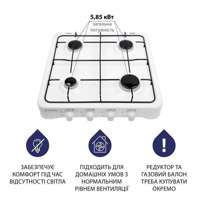 Настільна плита Minola TGH 400 WH зображення 4