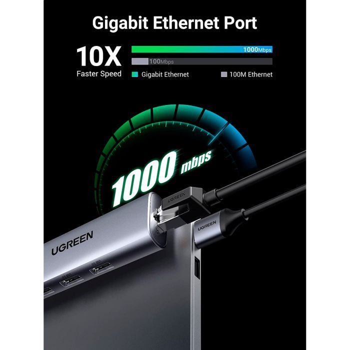 Концентратор Ugreen USB 3.0 to 3xUSB 3.0/RJ45/Micro USB CM266 Gray (60812) зображення 3