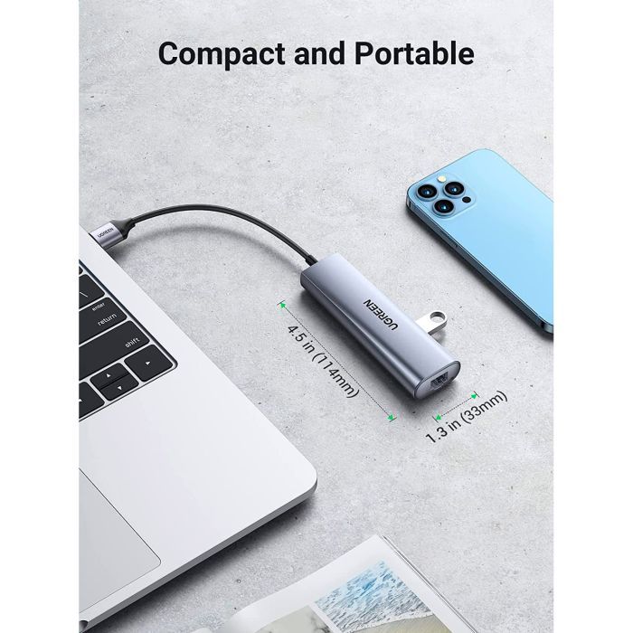 Концентратор Ugreen USB 3.0 to 3xUSB 3.0/RJ45/Micro USB CM266 Gray (60812) зображення 5