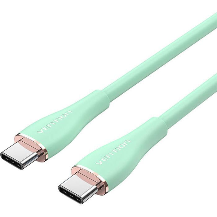 Дата кабель USB-C to USB-C 1.5m 100W Silicone Light Green Vention (TAWGG) изображение 2