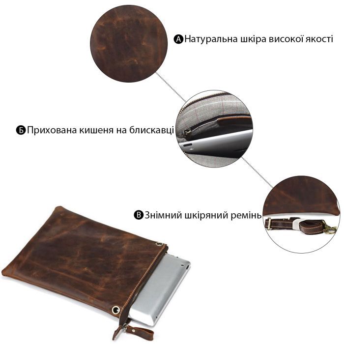 Сумка Vintage Шкіряна Коричнева (14061) зображення 4