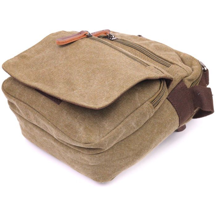 Сумка Vintage Тканевая из плотного текстиля Оливковая (21227) изображение 3