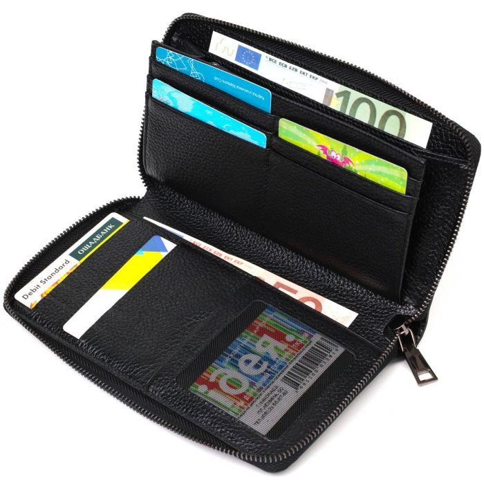 Гаманець Bond Accessories З одним відділенням з натуральної шкіри Чорна (22030) зображення 5