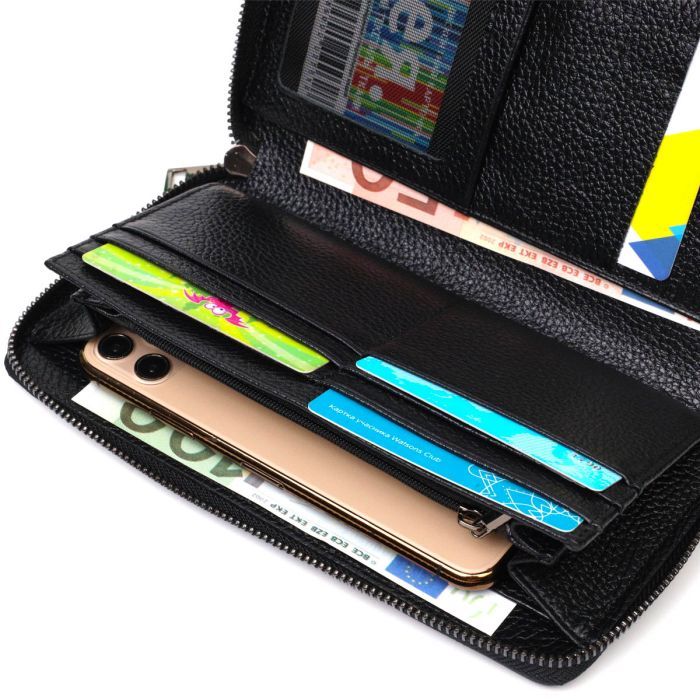 Гаманець Bond Accessories З одним відділенням з натуральної шкіри Чорна (22030) зображення 6
