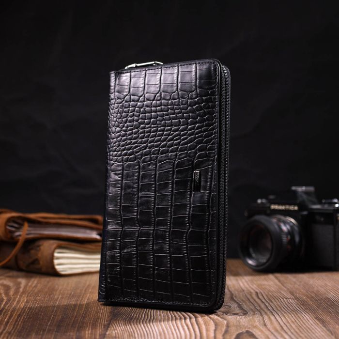 Гаманець Bond Accessories З одним відділенням з натуральної шкіри Чорна (22030) зображення 7