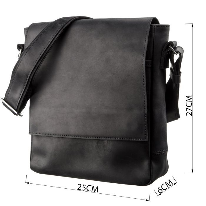 Сумка Shvigel Винтажная кожаная Черная (11172) изображение 3