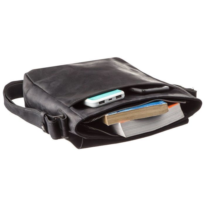 Сумка Shvigel Винтажная кожаная Черная (11172) изображение 5