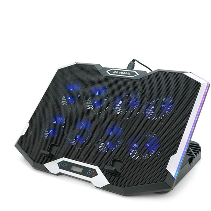 Подставка для ноутбука IceCoorel 10-17", 8*70mm, 2*USB, + LCD, 410x297x40mm, RGB (K10) изображение 3