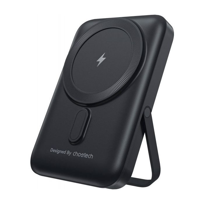 Батарея універсальна Choetech Magnetic Wireless 10000mAh 20W, PD, Qi-15W, USB-C In/Out, with holder, Black (B743-CCBK)