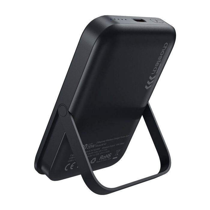 Батарея універсальна Choetech Magnetic Wireless 10000mAh 20W, PD, Qi-15W, USB-C In/Out, with holder, Black (B743-CCBK) зображення 4