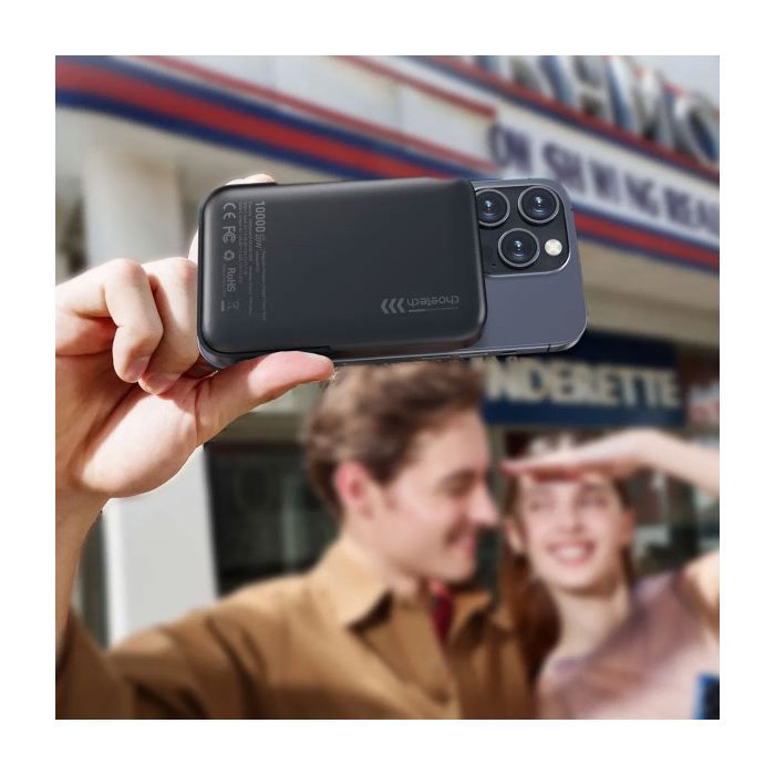 Батарея універсальна Choetech Magnetic Wireless 10000mAh 20W, PD, Qi-15W, USB-C In/Out, with holder, Black (B743-CCBK) зображення 7