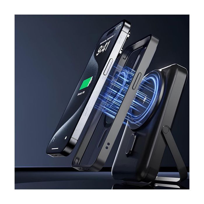 Батарея універсальна Choetech Magnetic Wireless 10000mAh 20W, PD, Qi-15W, USB-C In/Out, with holder, Black (B743-CCBK) зображення 8