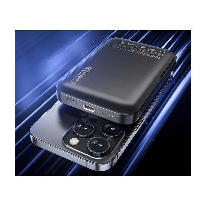 Батарея універсальна Choetech Magnetic Wireless 10000mAh 20W, PD, Qi-15W, USB-C In/Out, with holder, Black (B743-CCBK) зображення 9